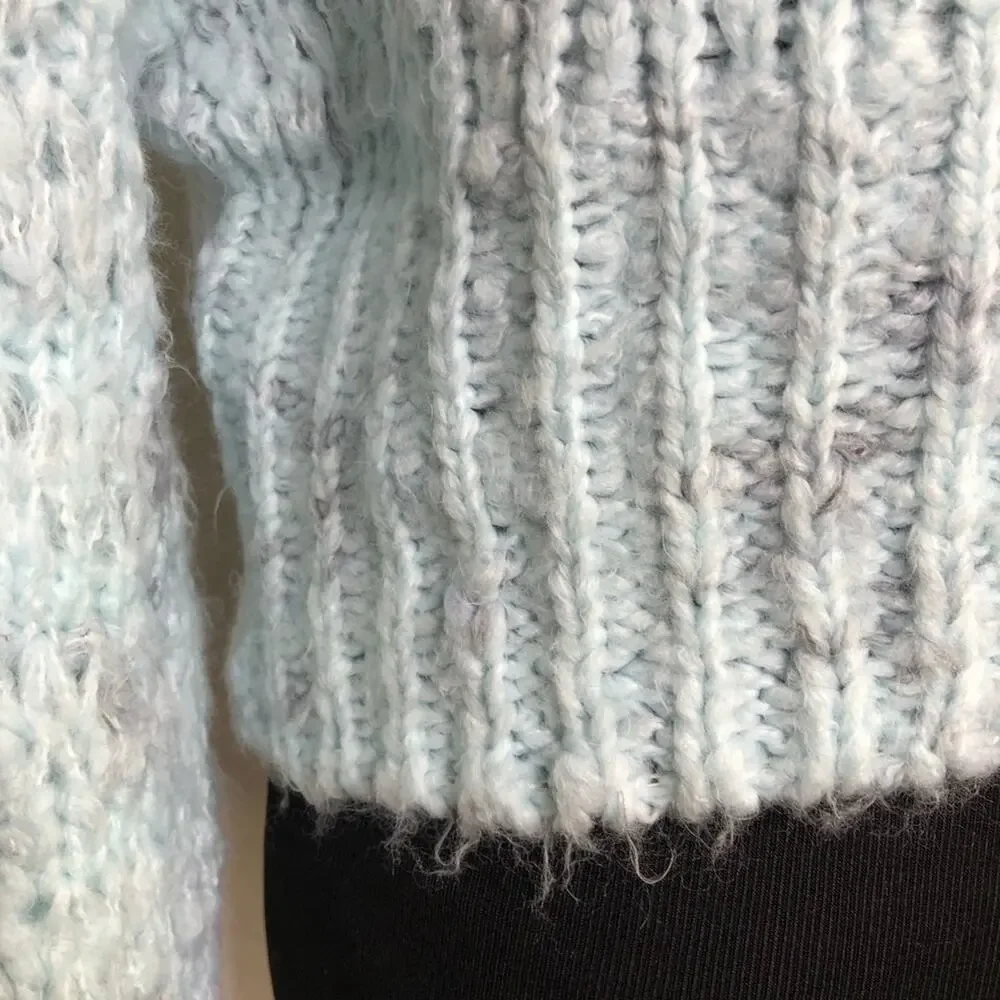 Urban Outfitters light blue semi open knit mock turtleneck sweater size Medium